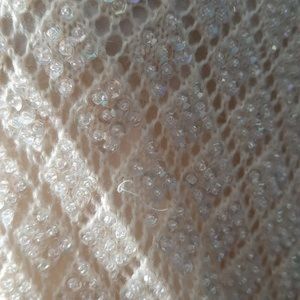 Vintage cream knit beaded sequin sleeveless top